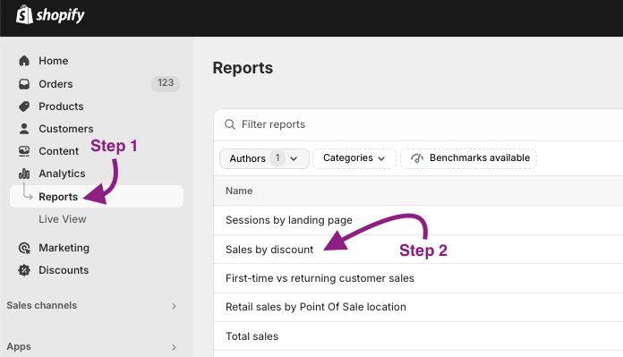 How to access sales by discount on Shopify
