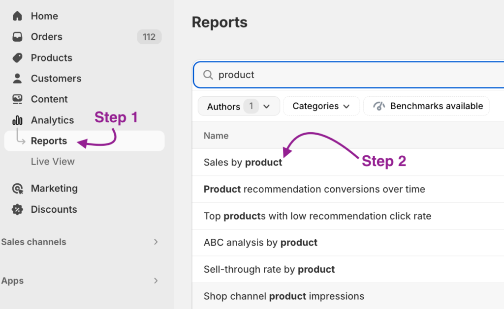 How to access Sales by Product on Shopify