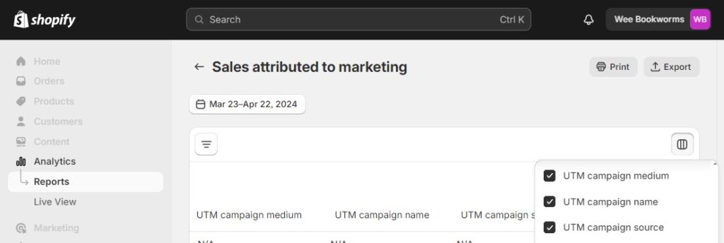 how to select utm fields