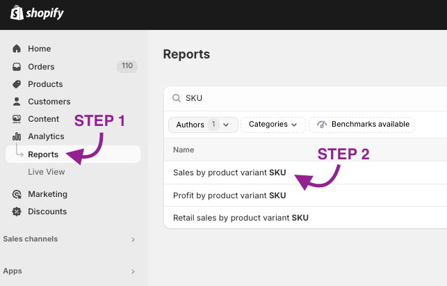 How to access Sales by Product Variant SKU on Shopify