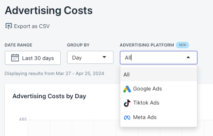 Advertising Cost Reports Shopify