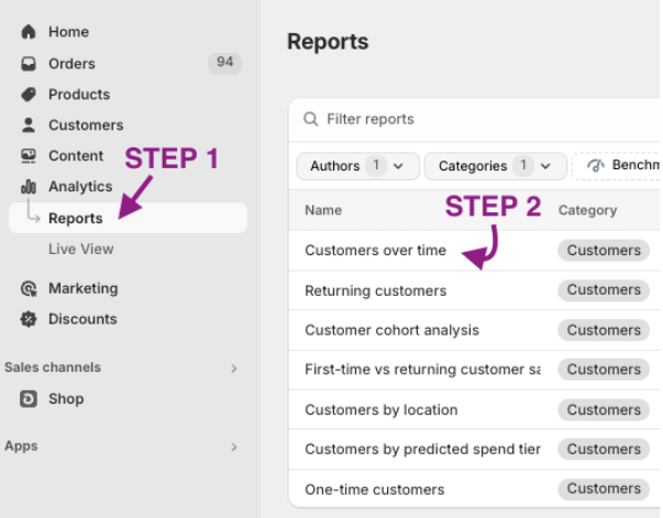 How to Access Customers Over Time Report Shopify