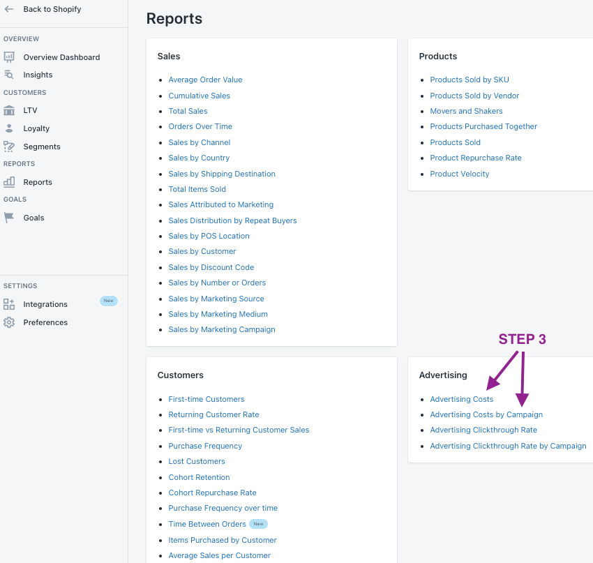 How to access the BtN Advertising Costs and Advertising Costs by Campaign Report