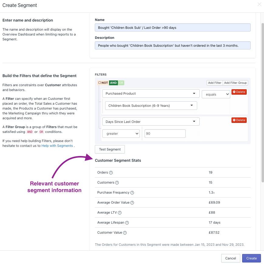 Relevant Customer Segment information