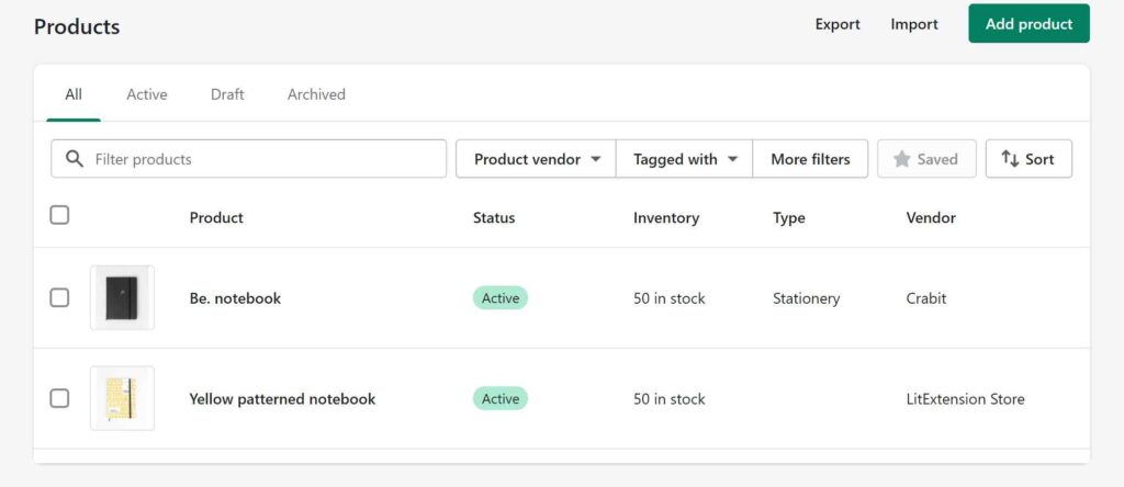 clean product inventory Shopify